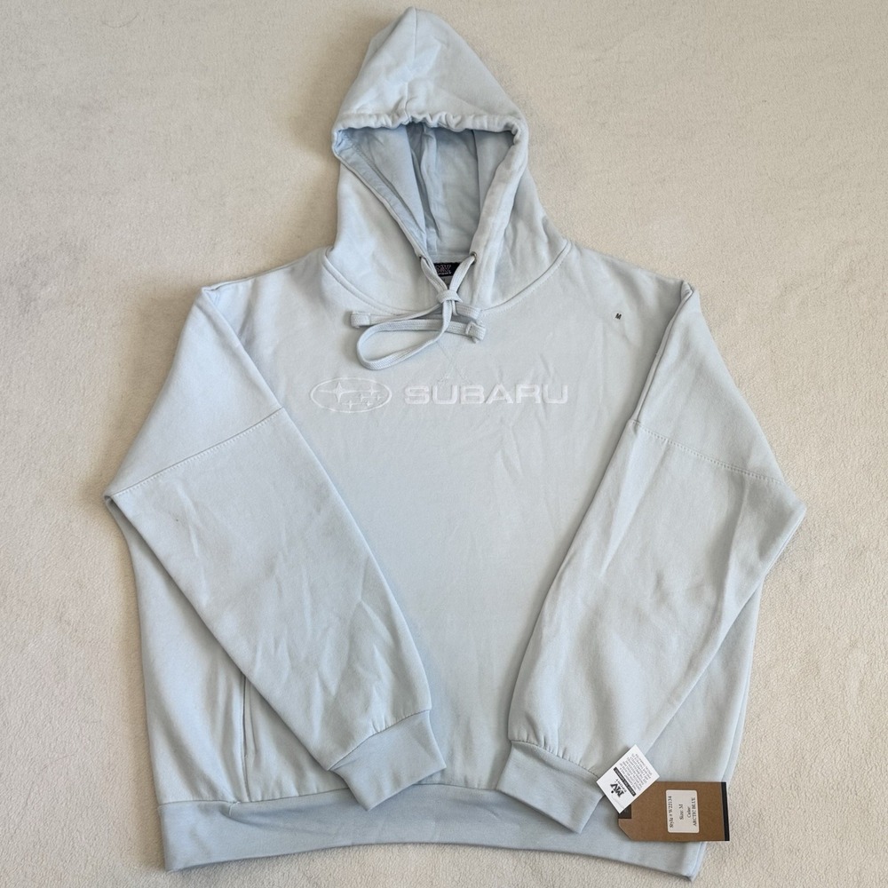 Subaru Logo Hoodie MV Sport Arctic Blue Pullover Sweatshirt Unisex M NWT
